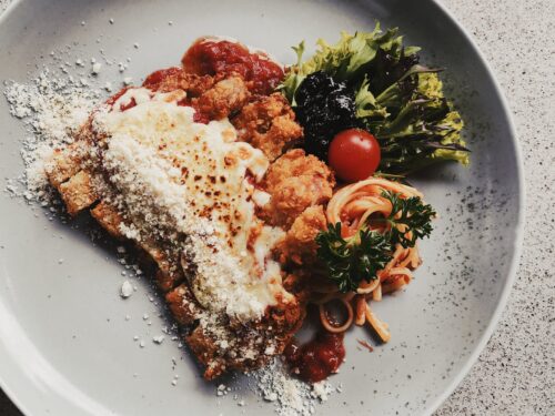 cooked food on white ceramic plate