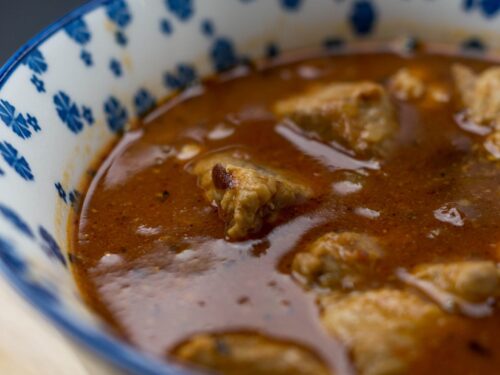 a stew dish in macro shot photography