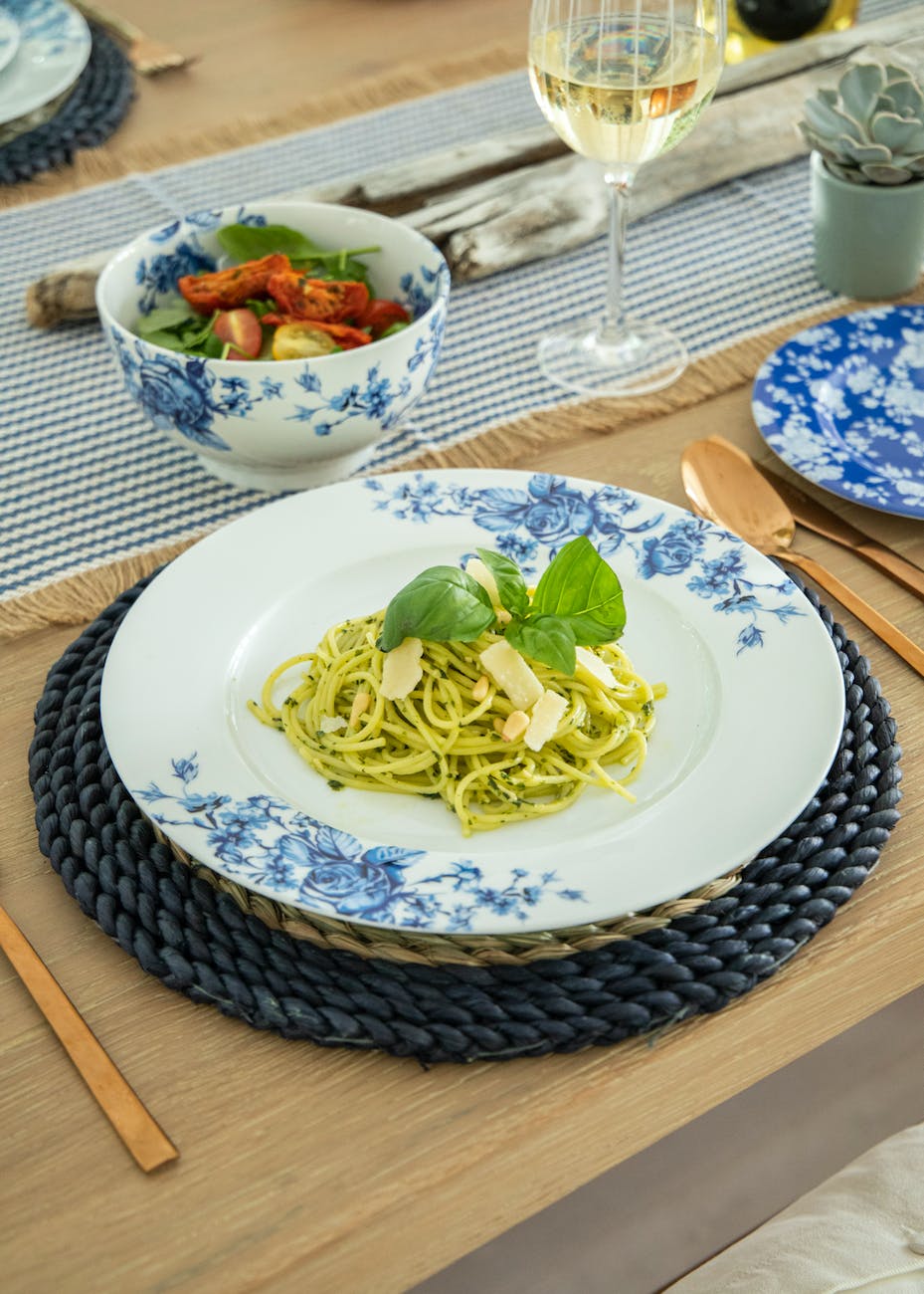 a pesto pasta on a plate