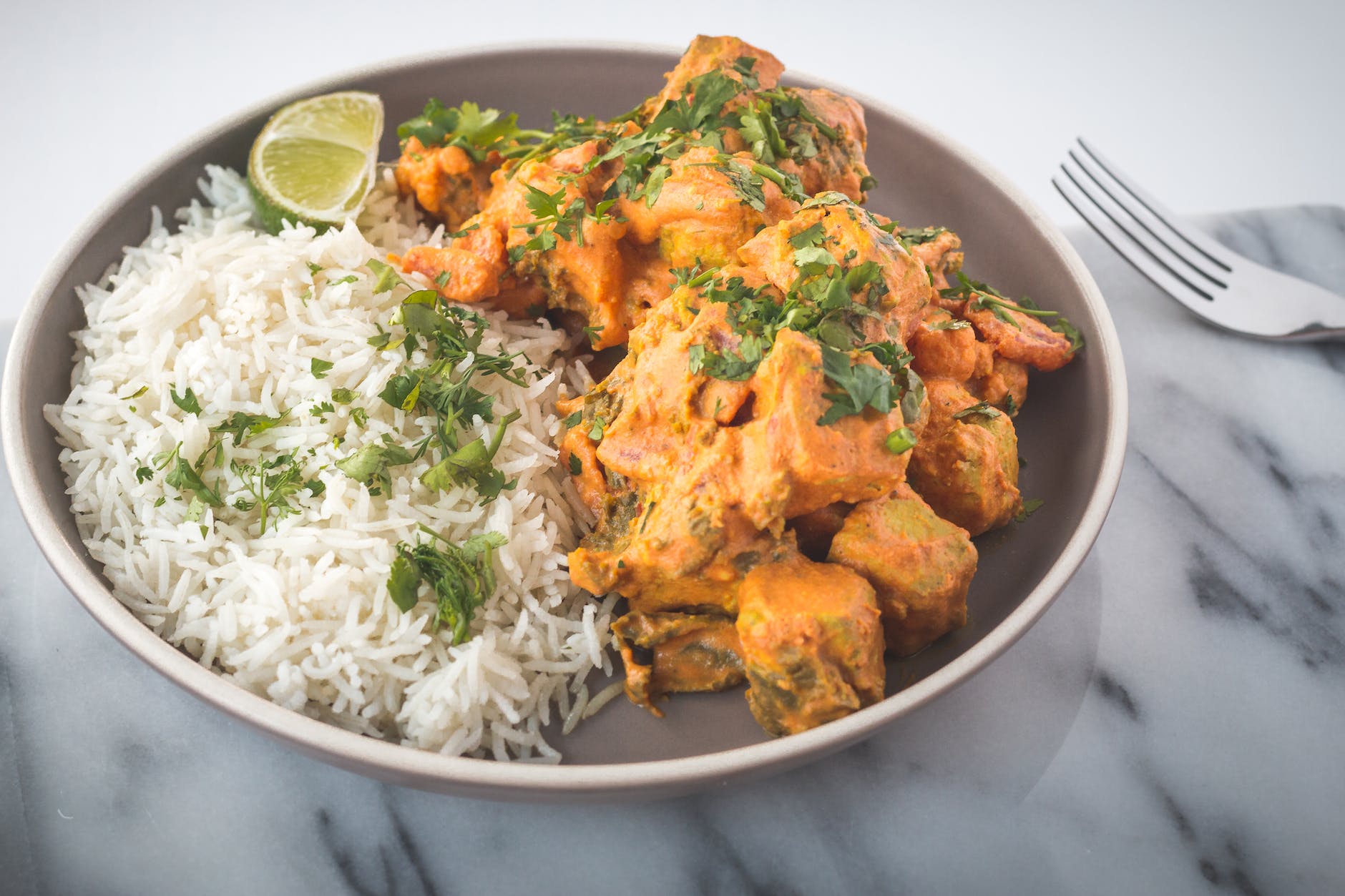 cooked food on gray ceramic plate