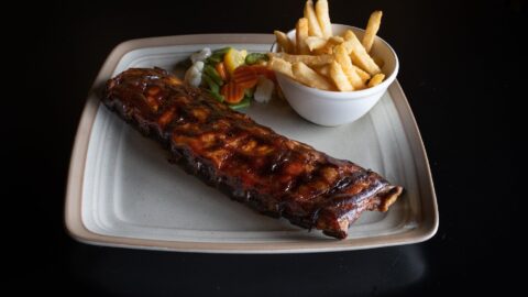 pork spare ribs and french fries