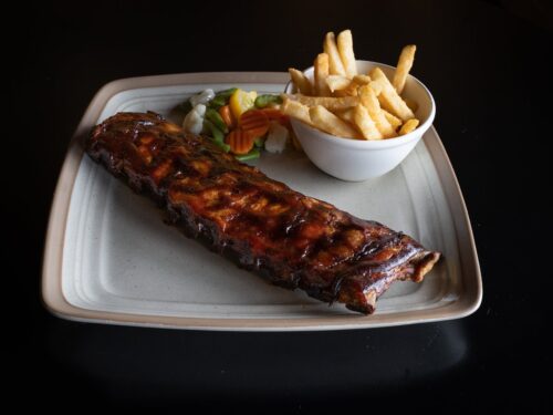 pork spare ribs and french fries