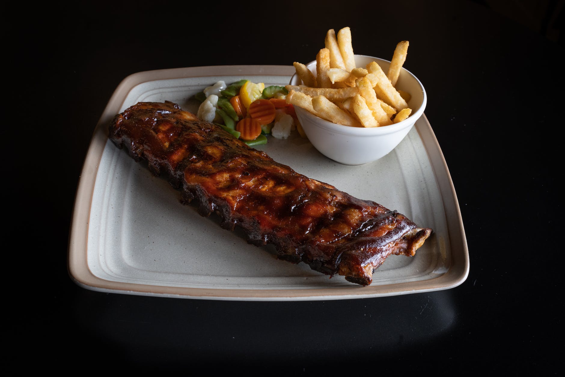 pork spare ribs and french fries