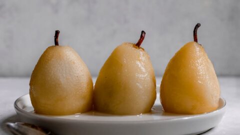 poached pears on plate